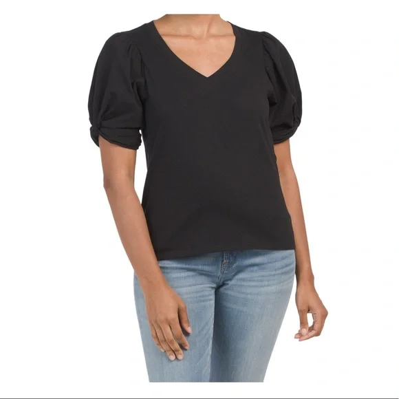 OVER 60% OFF❗️NWT 7 For All Mankind V-Neck Puff Sleeve Shirt Brown Small - Picture 5 of 5